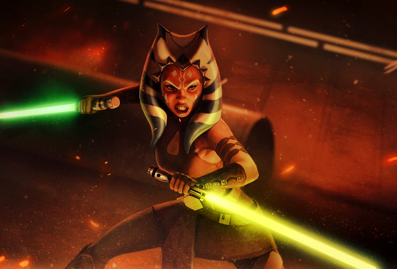 Ahsoka Tano favored the reverse grip Shien variant whether wielding one or two lightsabers.