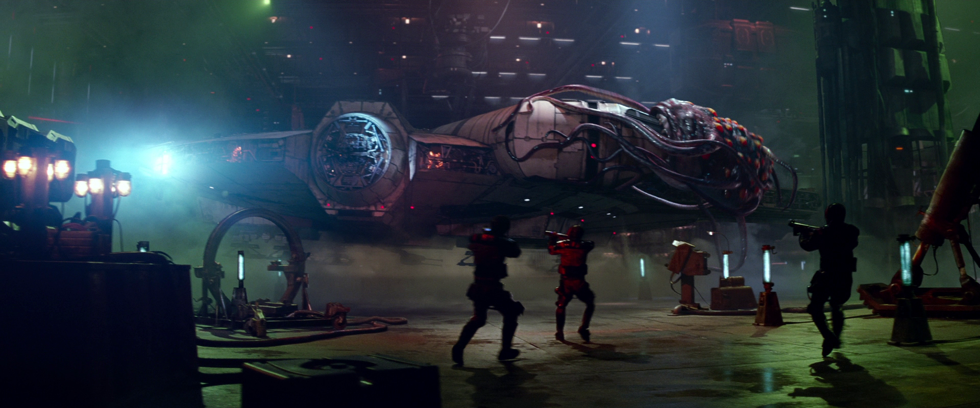 A rathtar attached to the Millennium Falcon