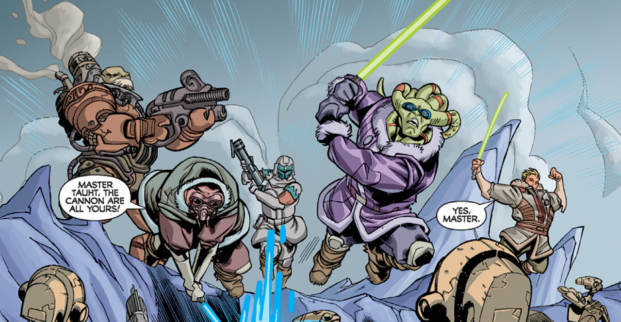 Tauht fighting on Khorm alongside Kit Fisto and Plo Koon