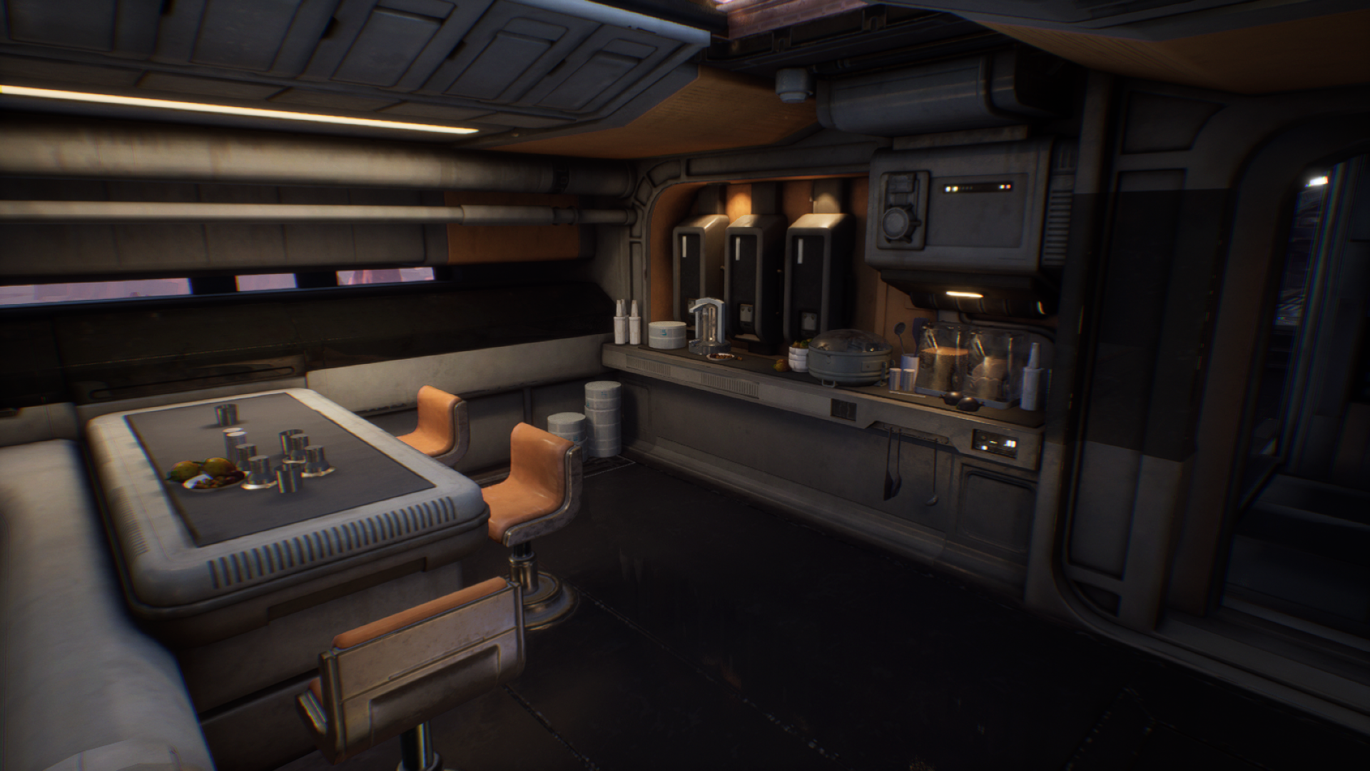 The galley aboard the Mantis