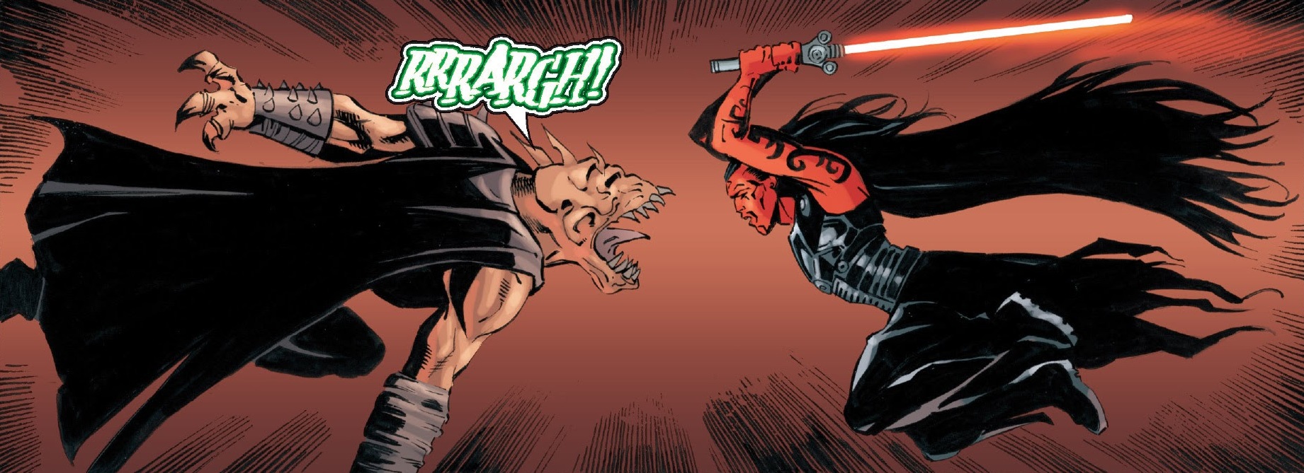 Reave, now a rakghoul, attacks Darth Stryfe.