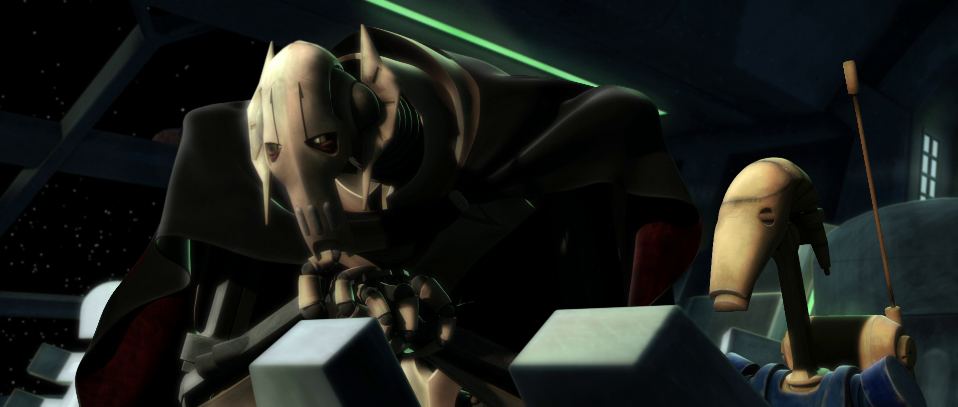 Grievous leads a Separatist fleet during the Battle of Bothawui.