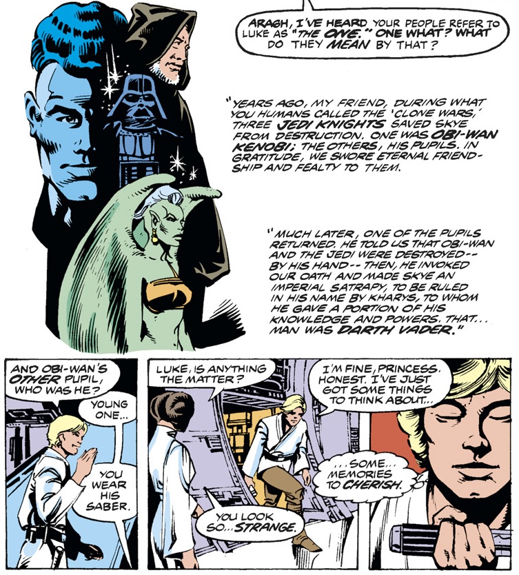 The three panels from Star Wars Annual 1: The Long Hunt that started it all