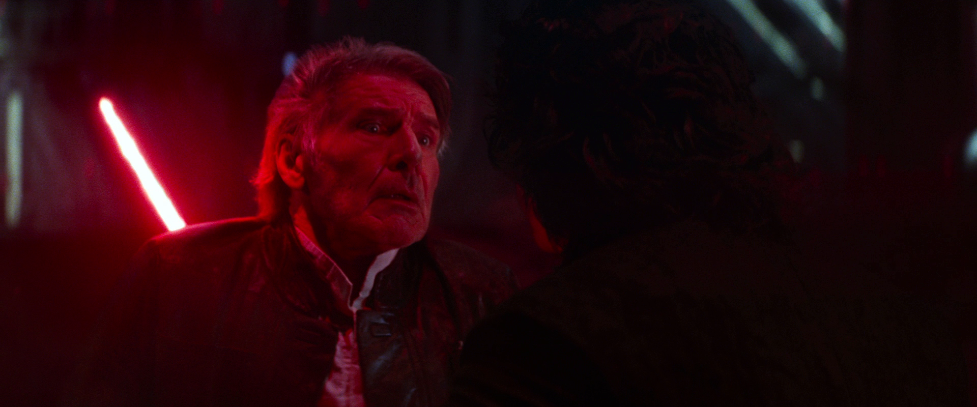 Han is impaled by his own son's lightsaber.