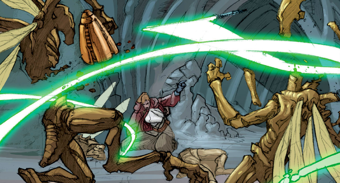 Tohno utilizing Telekinetic lightsaber combat