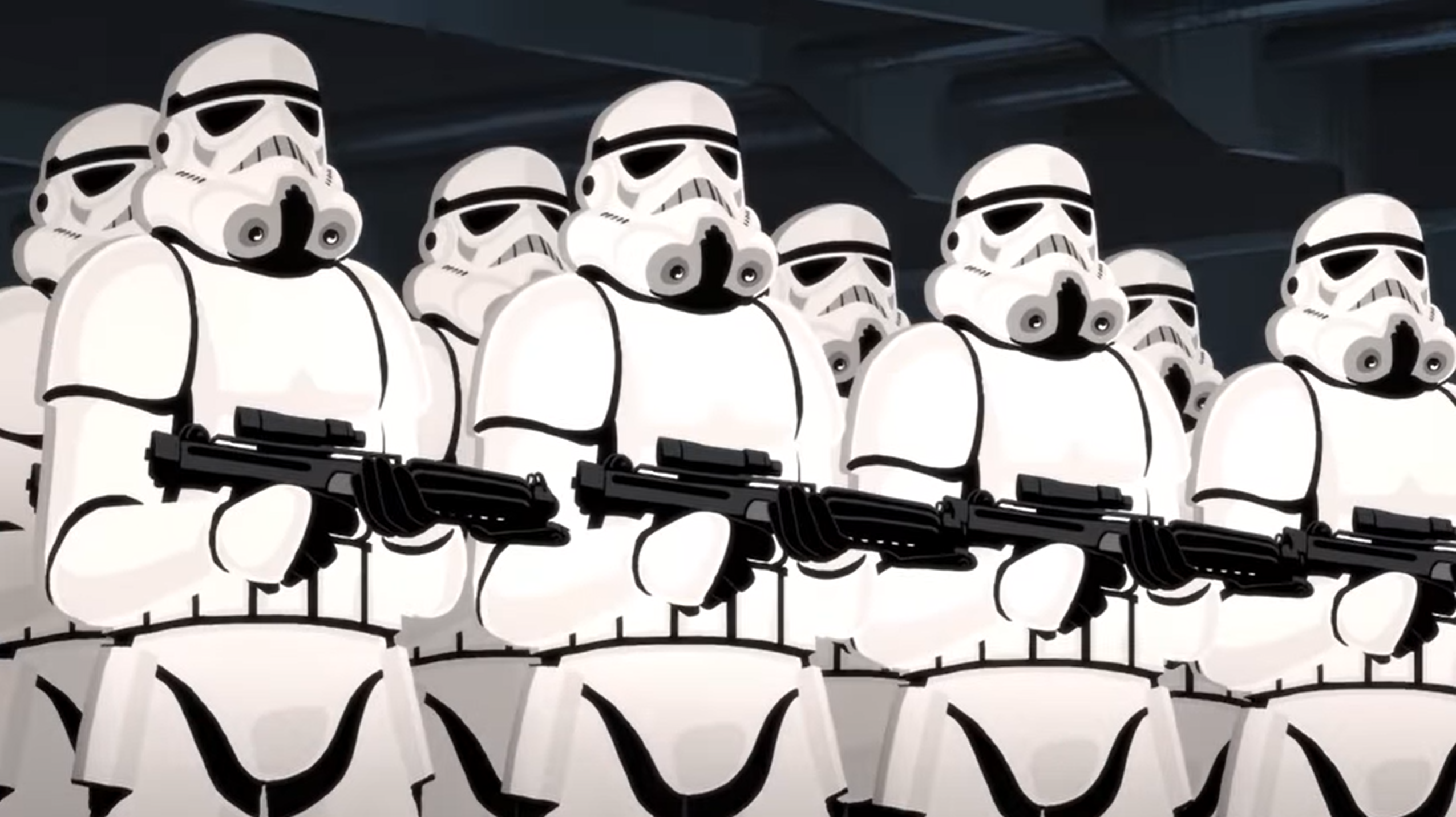 E-11 blaster rifles were standard-issue weapons for Imperial stormtroopers.