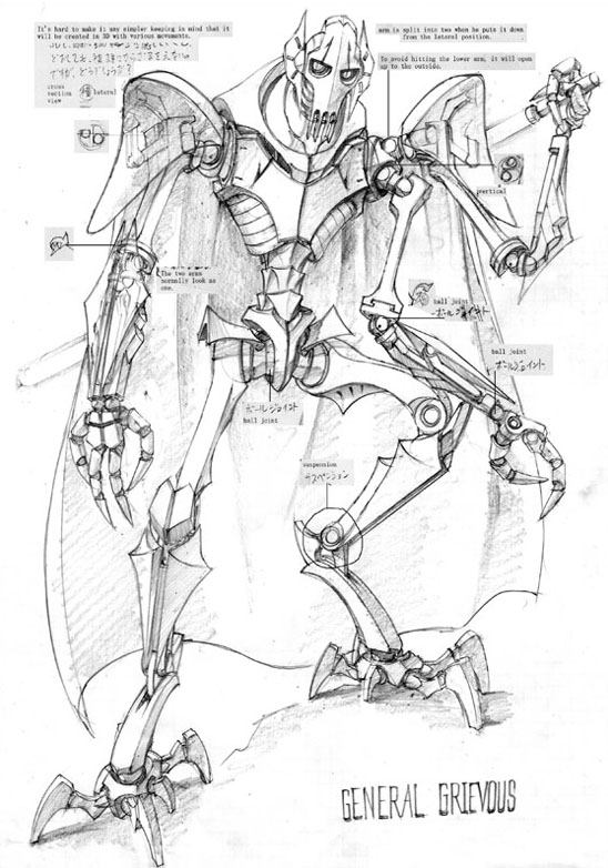 Concept art of Grievous for The Clone Wars.