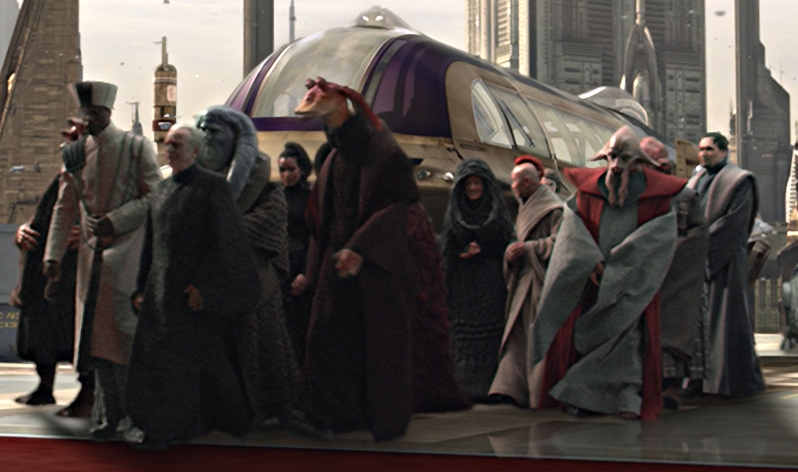 Nee Alavar was among those who greeted Palpatine after the Battle of Coruscant.