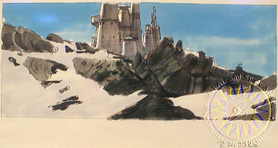 Concept art of Vader's castle for The Empire Strikes Back