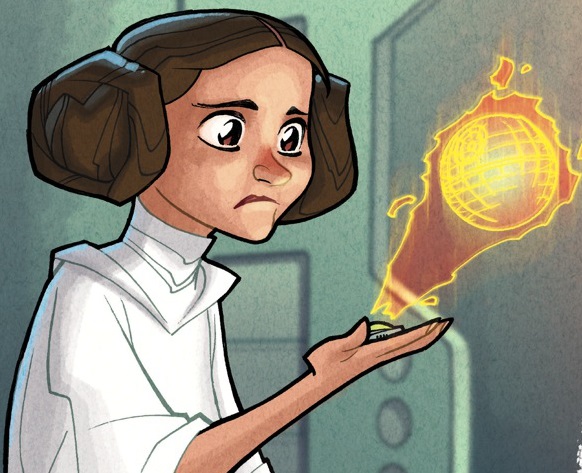 Princess Leia Organa holding the Death Star plans