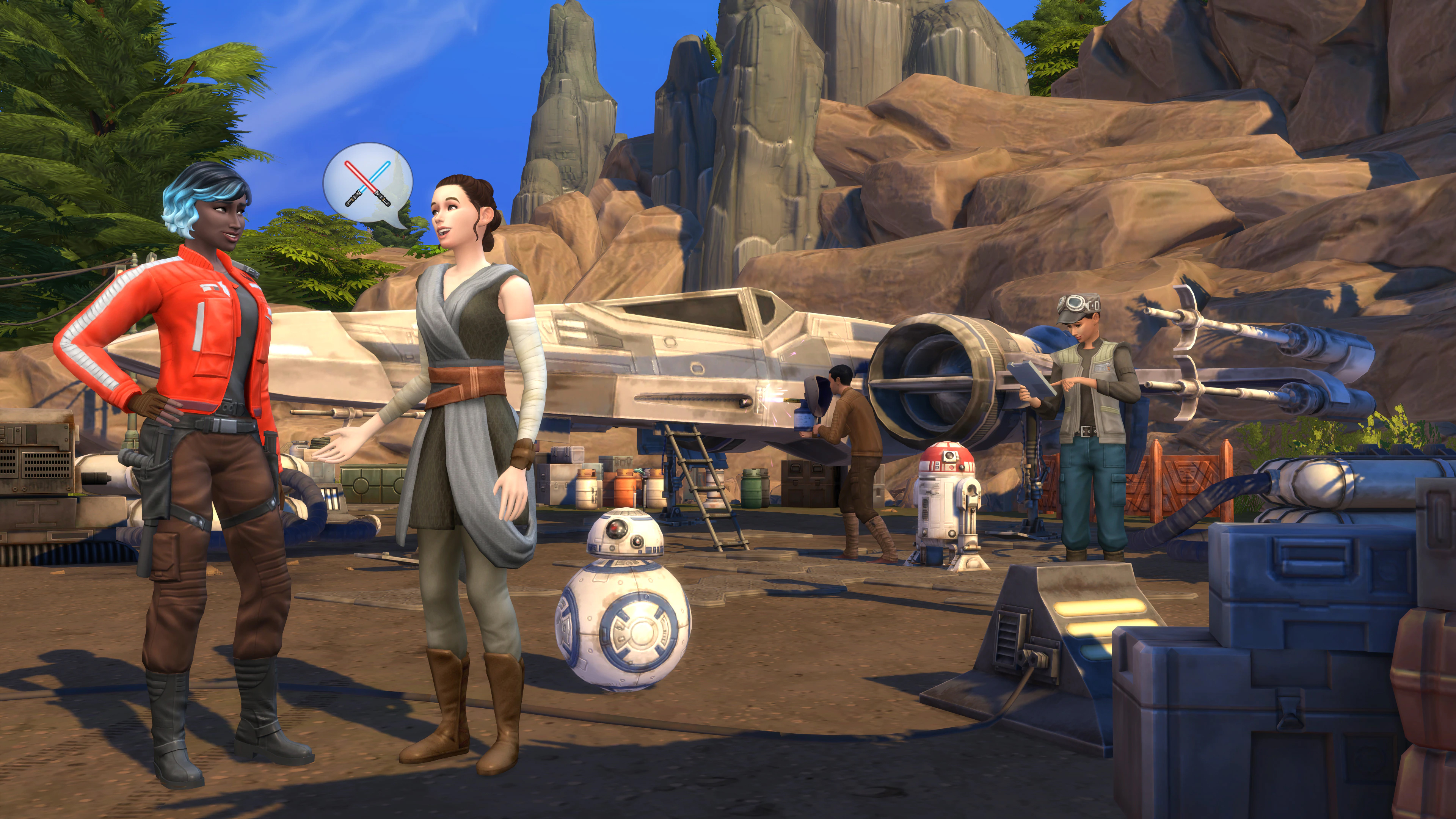 Many pre-existing Star Wars characters including Rey and Vi Moradi are featured in Journey to Batuu.