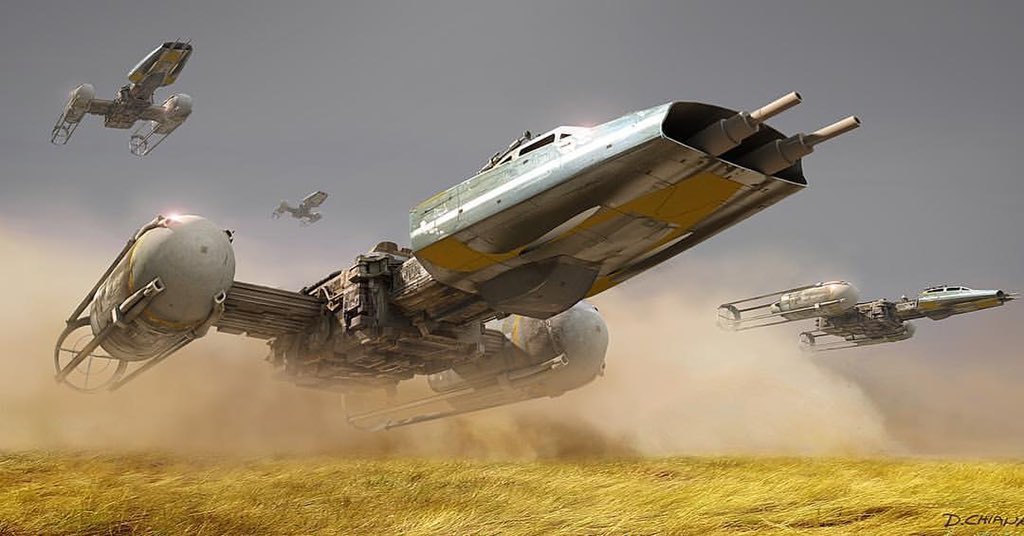 Rogue One concept art of Y-wings on Dantooine