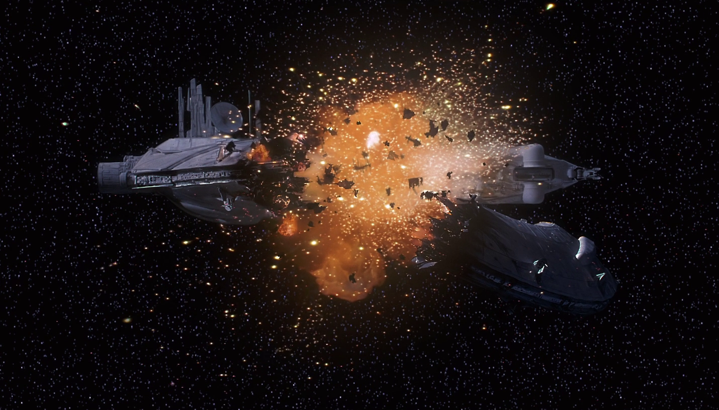 The Droid Control ship is destroyed by Skywalker