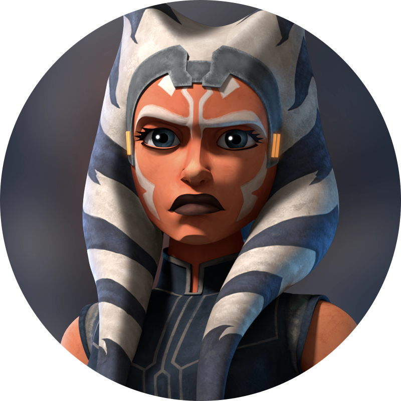 Ahsoka Tano, as represented through an icon for Disney+ users