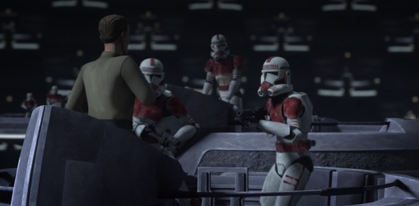 Coruscant Guards arrested Edmon Rampart for destroying Tipoca City for his personal agenda.