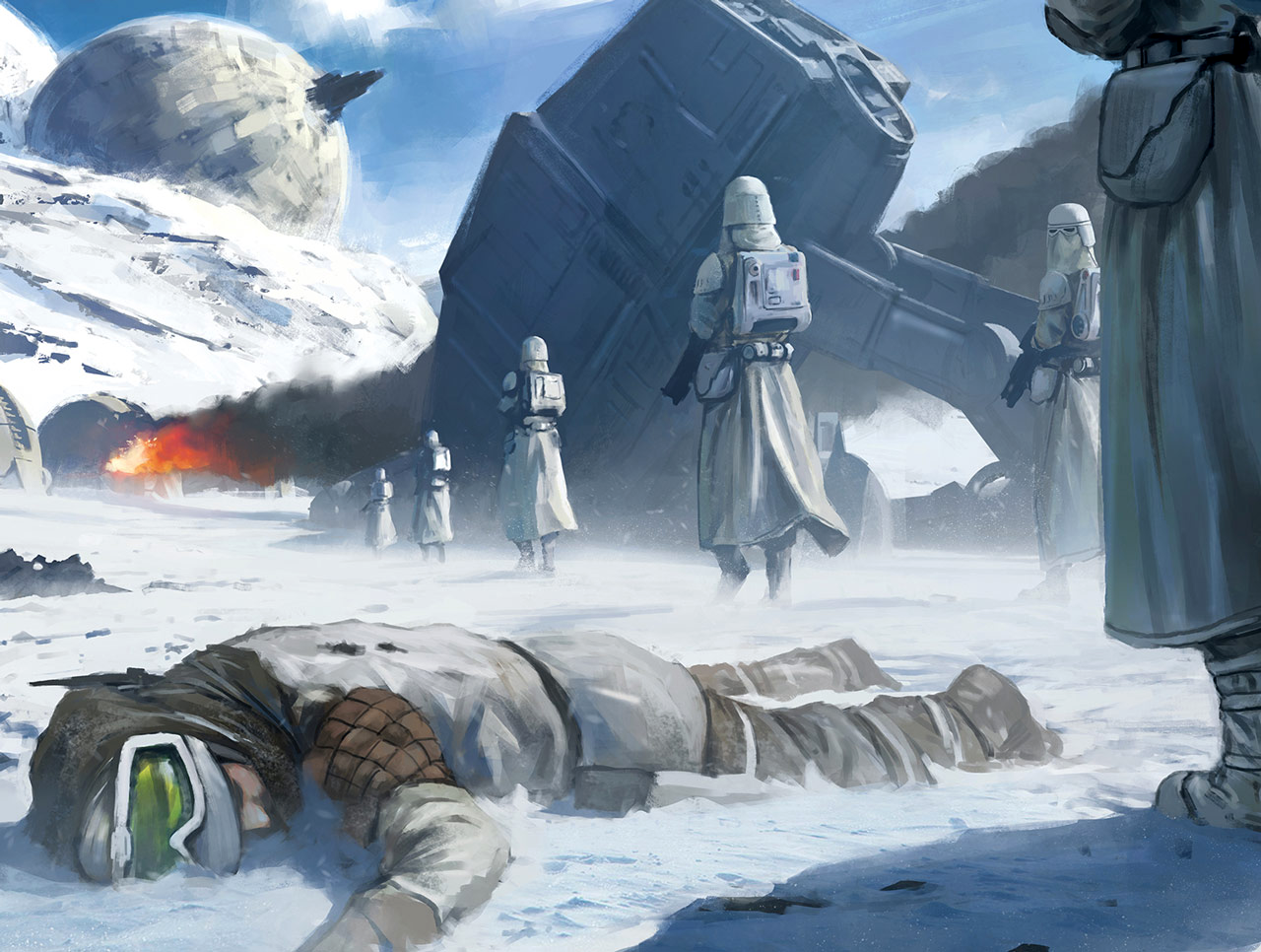 Snowtroopers march to the planetary ion cannon of Echo Base