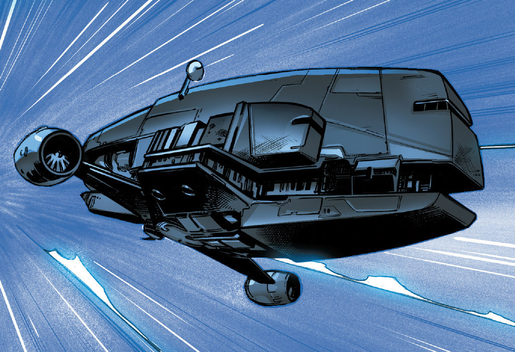 Grey and Styles' Gozanti-class cruiser appearance 