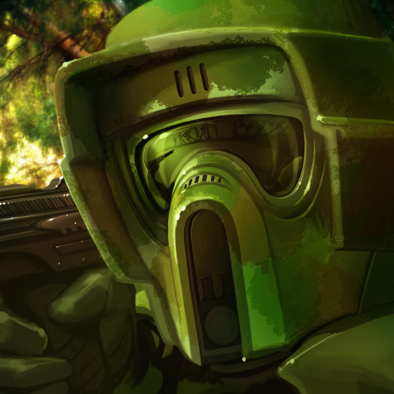 Swamptrooper armor which saw use during the time of the Galactic Civil War