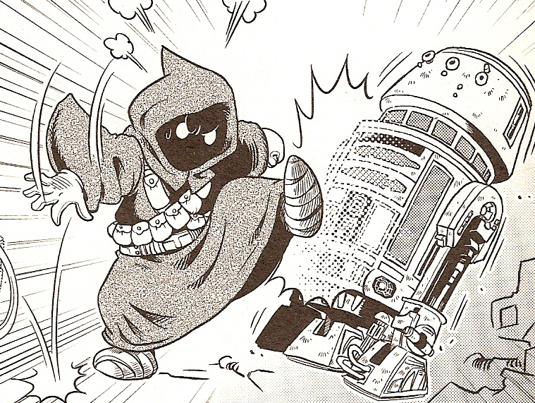 The Jawa Hero is frustrated with the malfunctioning R5 unit