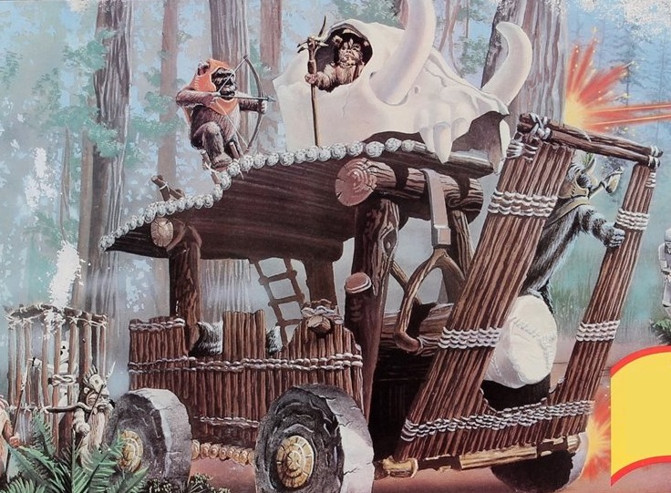 The Ewoks used the battle wagon to combat the Galactic Empire.