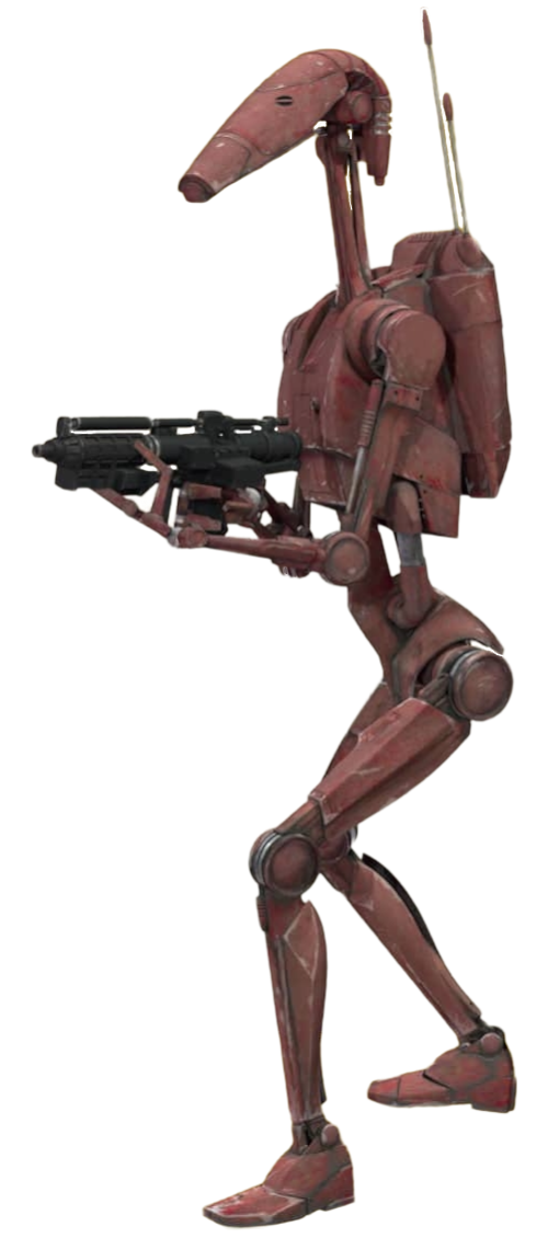 B1 battle droids came in various colors, including rust-red color.