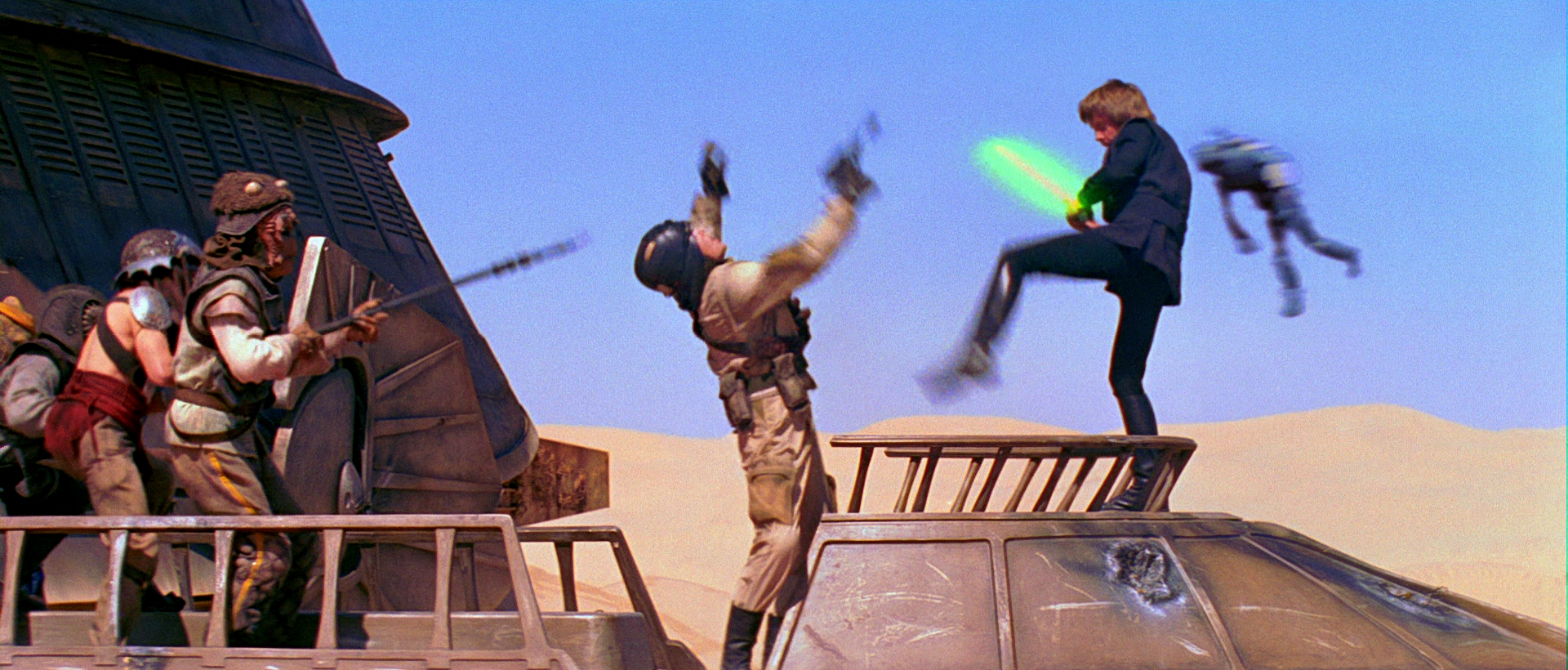 The man being kicked by Luke Skywalker