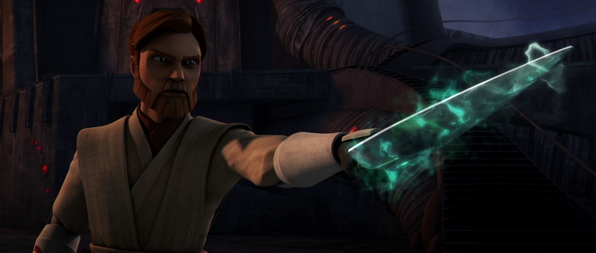 Kenobi trying to hand Skywalker the Dagger.