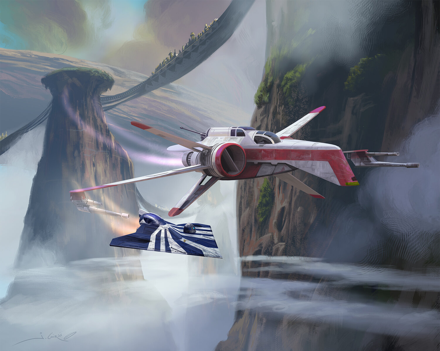 Odd Ball flies beside Plo Koon during the battle.