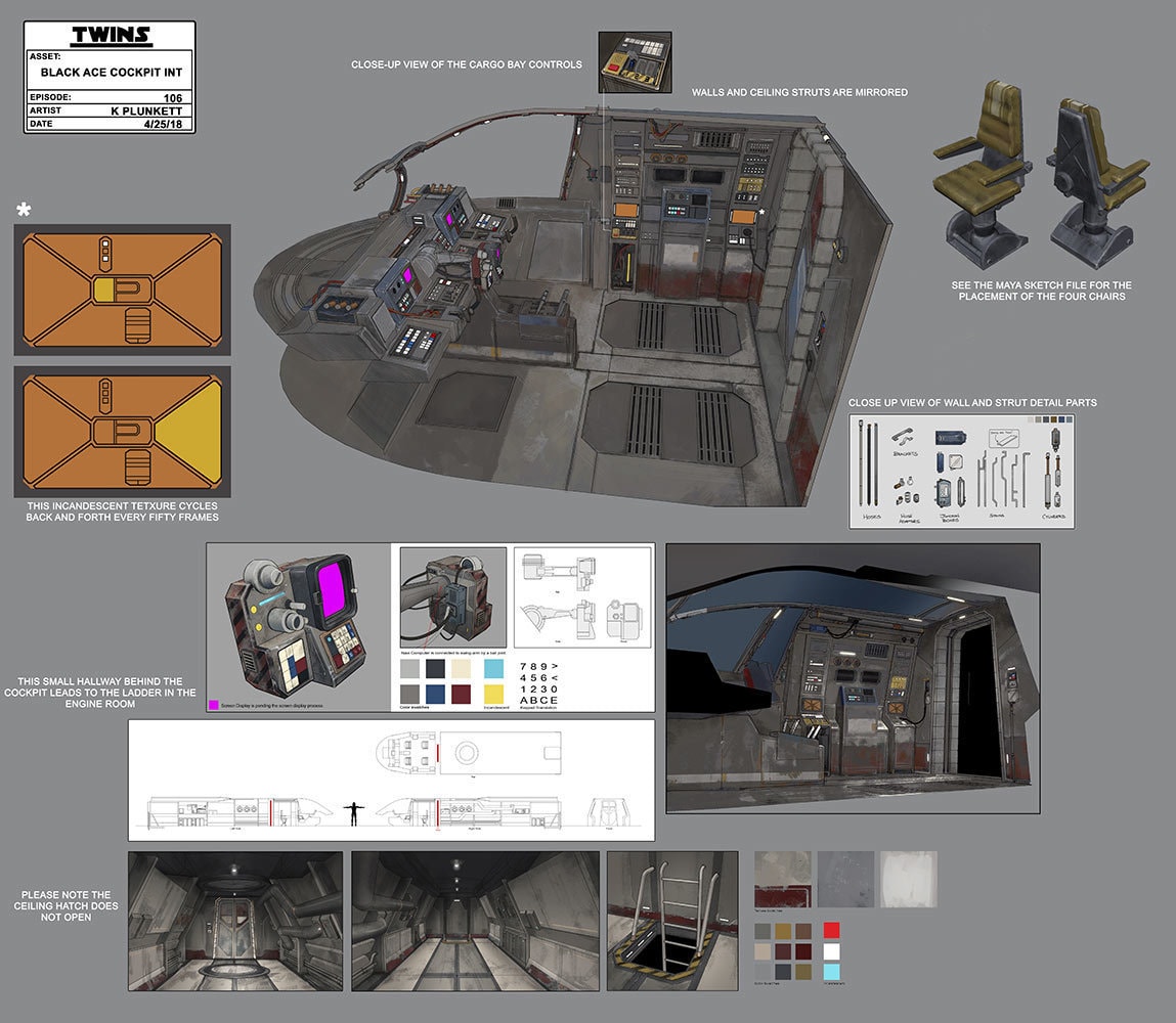 Concept art of the ship's cockpit that was later repurposed for Star Wars Rebels