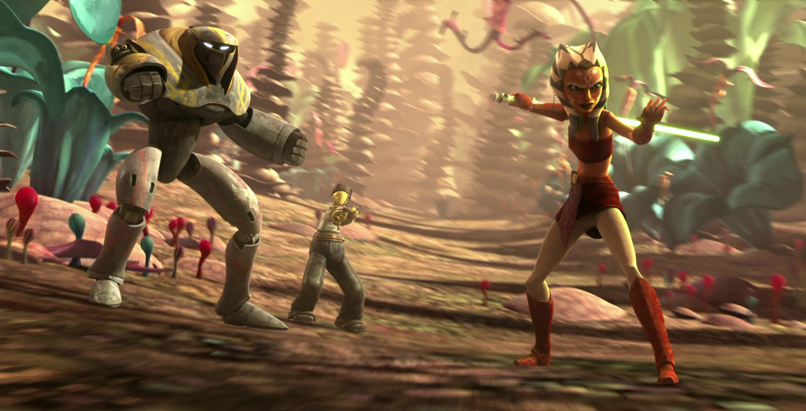 Ahsoka defends the village