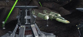 Antilles flies through the Maw base.