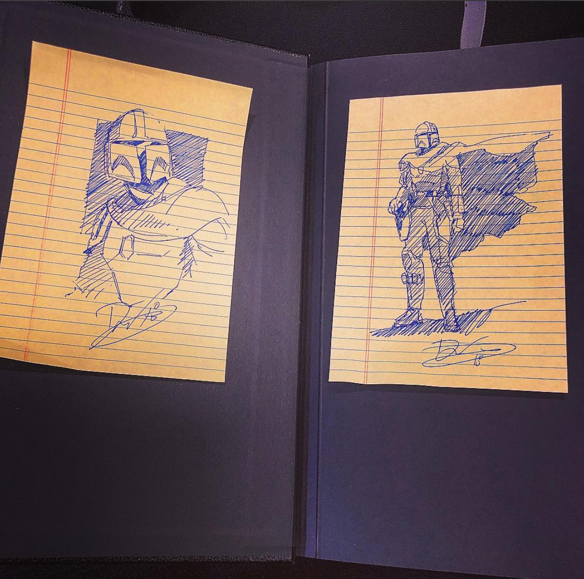 Dave Filoni's sketches of the Mandalorian