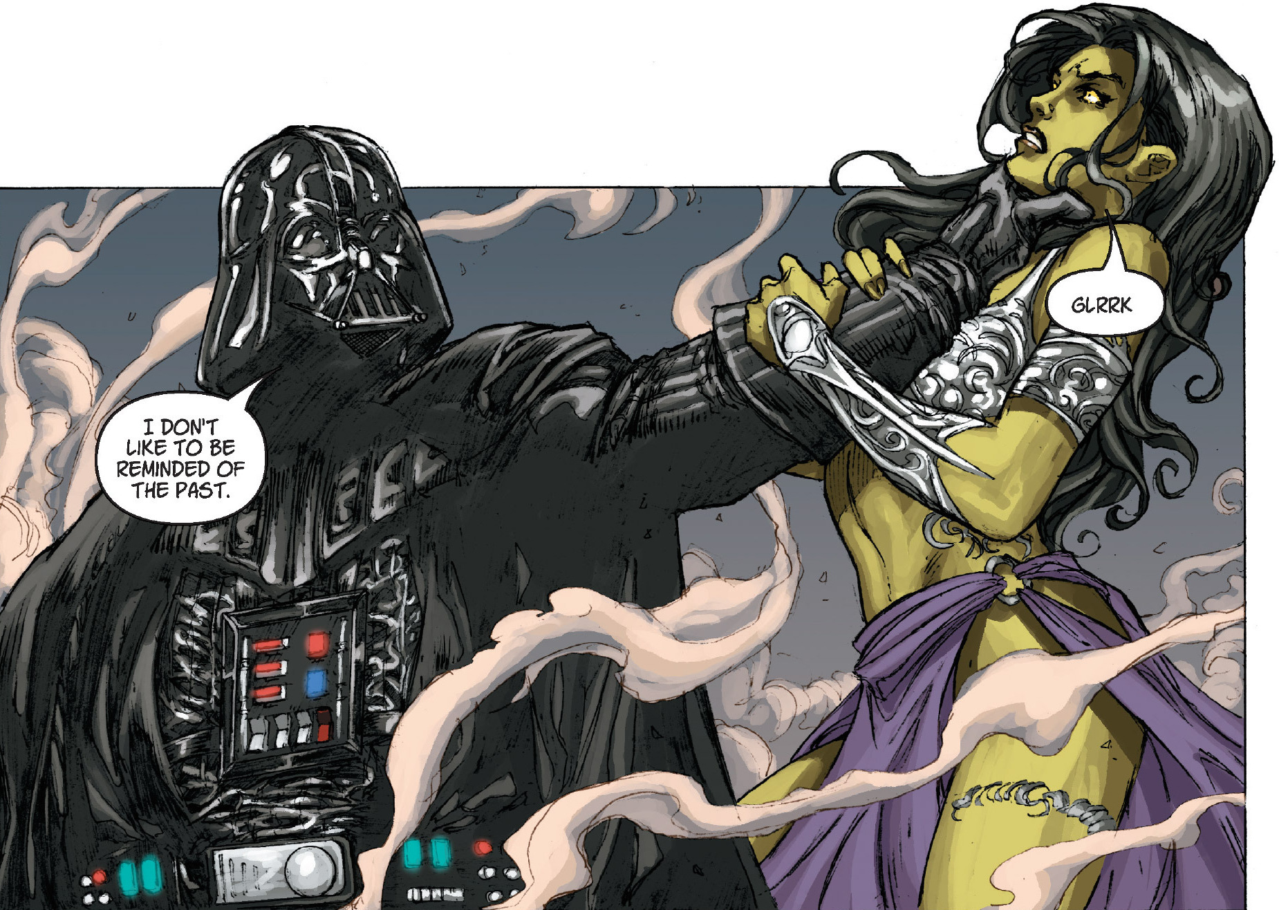 Darth Vader chokes Xora to death.