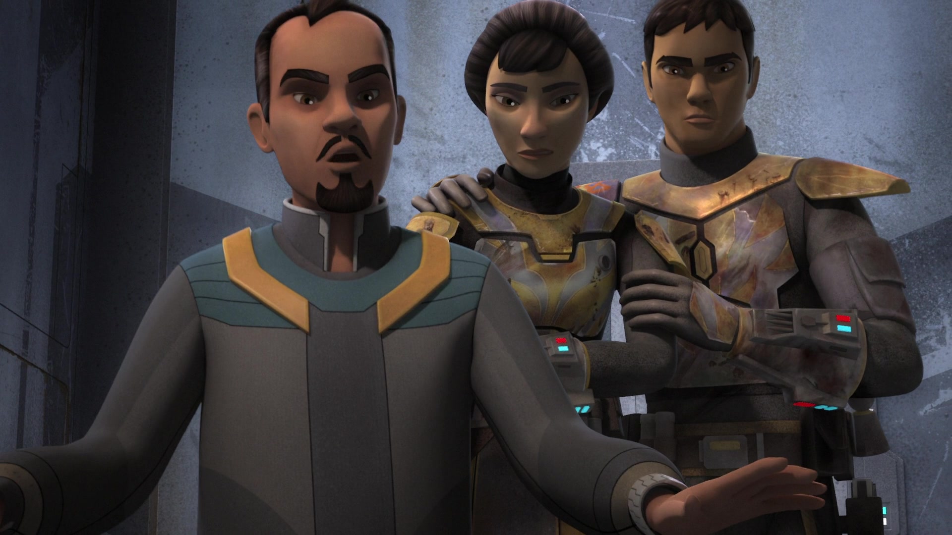 Tristan with his parents on Mandalore