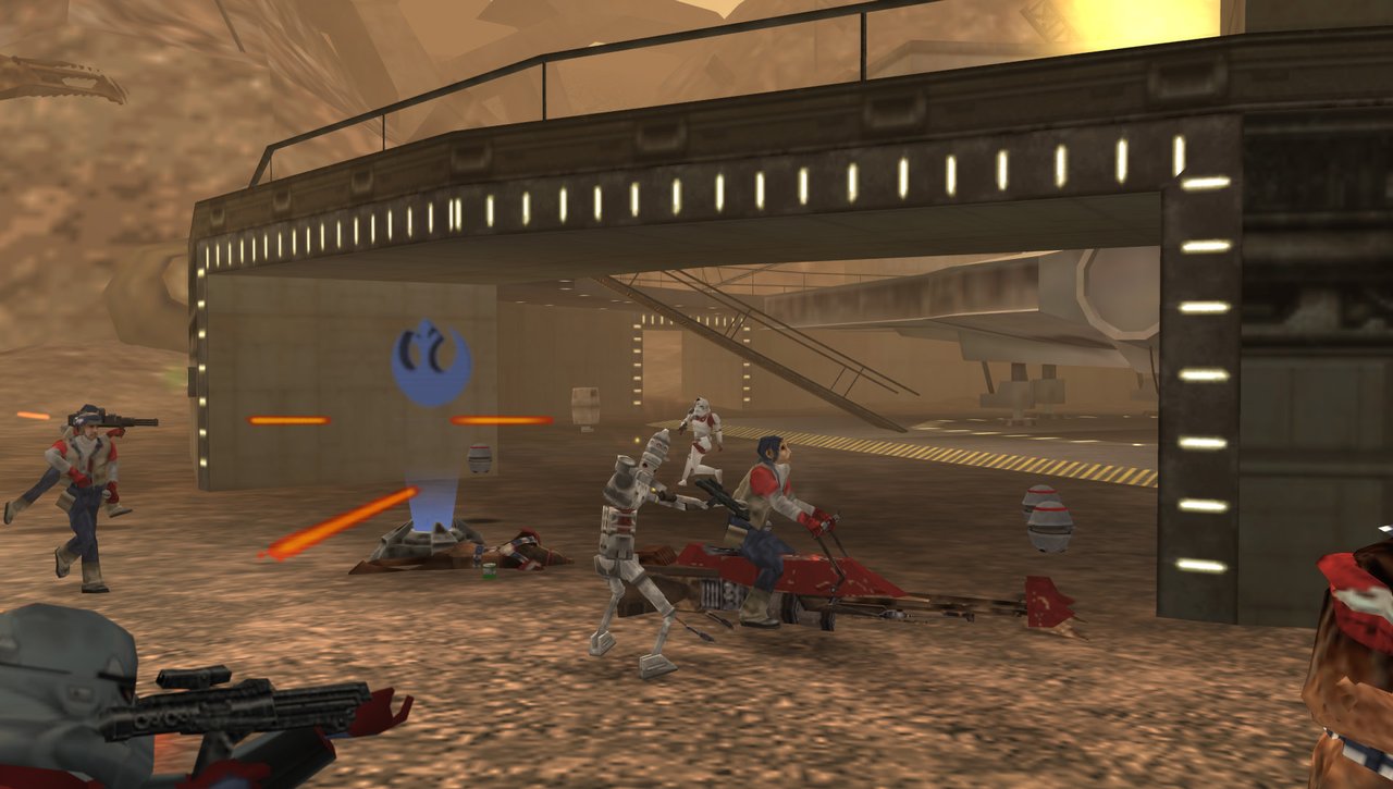 Renegade Squadron fights IG-88 while Solo gets the Falcon ready for take off.