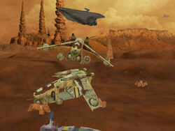 Two Republic gunships in Star Wars Battlefront