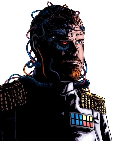 Grand Admiral Osvald Teshik, after receiving cybernetics replacements