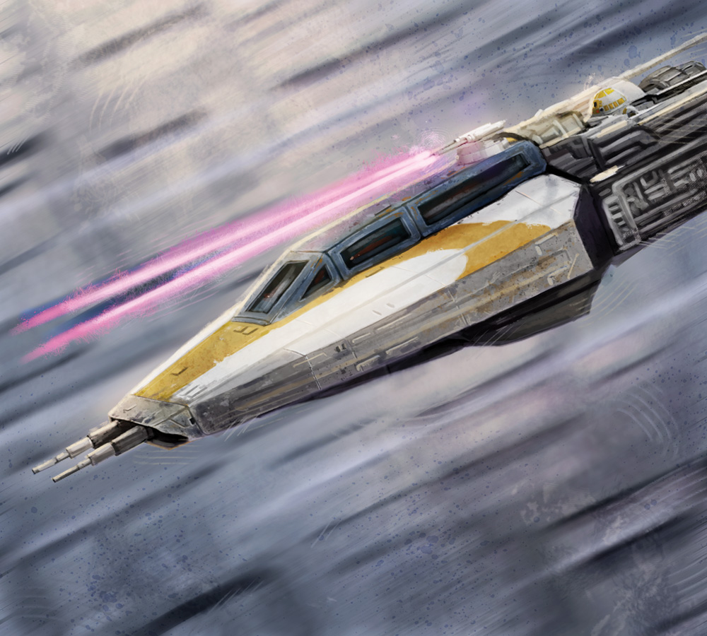 A Y-wing fighter firing its ion cannon