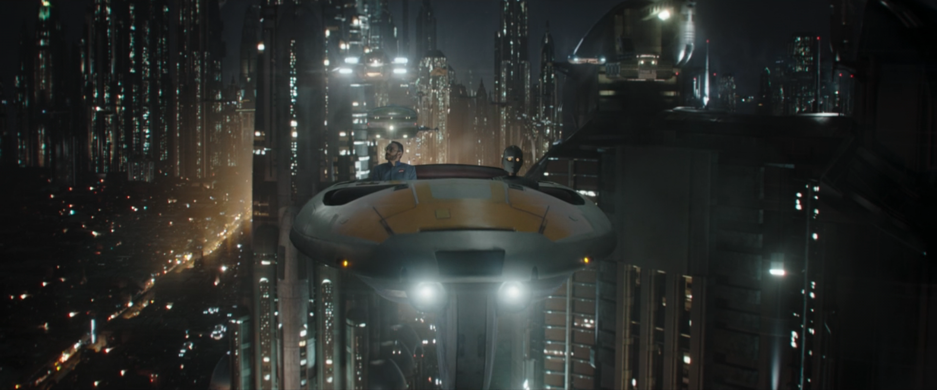 The taxi droid piloted Doctor Penn Pershing through Coruscant.