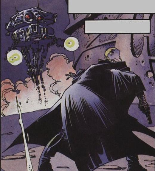 Luke Skywalker encountering a probe droid.