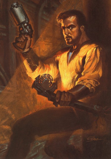 Katarn with 8t88's arm clutching his father's holodisc.