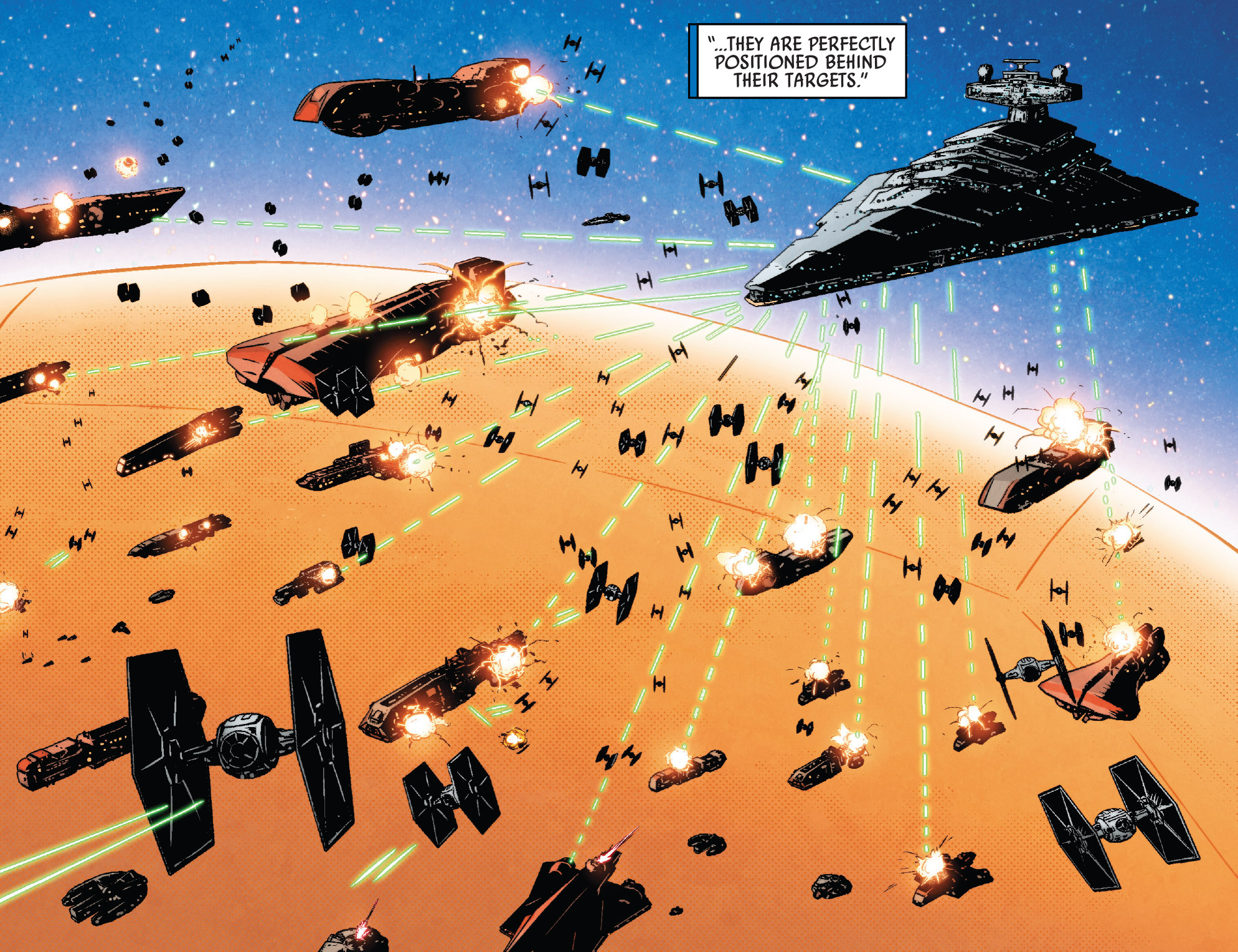 The Chimaera attacks rebel ships over Batonn.