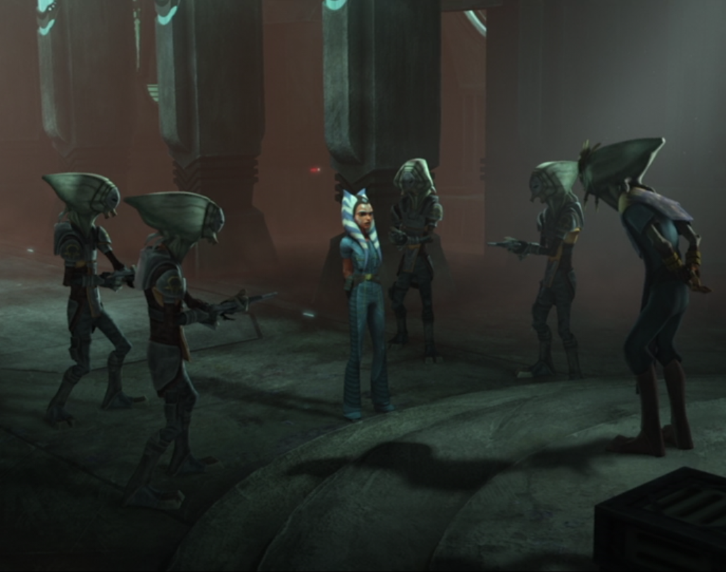 Marg Krim addressing a captured Ahsoka Tano