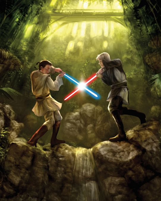 Chun duels Obi-Wan Kenobi in the Room of a Thousand Fountains.