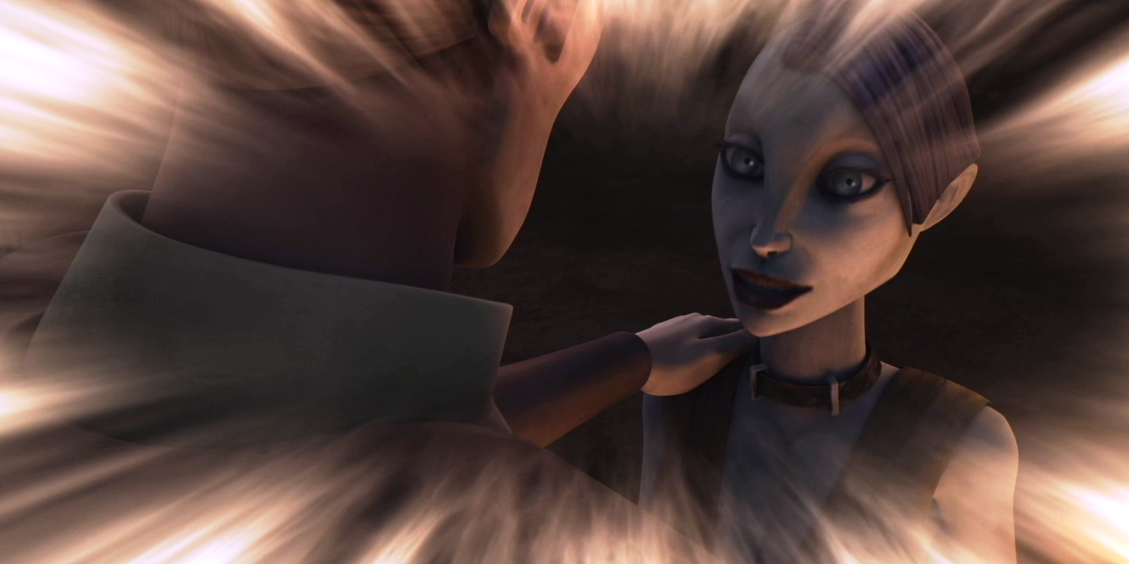 Ky Narec reassures Ventress during her training on Rattatak.