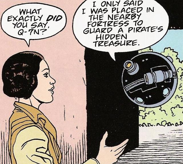 Leia Organa queries Q-7N about how much he may have revealed to Captain Solo.