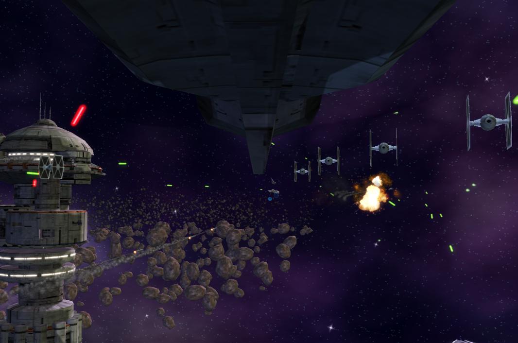 The Empire attacks the Rebel space station above Kashyyyk.