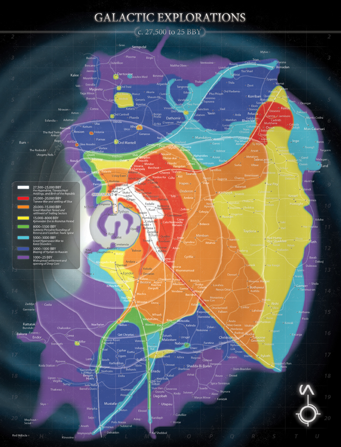 A map of the progress of the exploration of the galaxy.