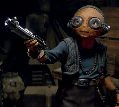 Kanata gives the lightsaber to Finn.