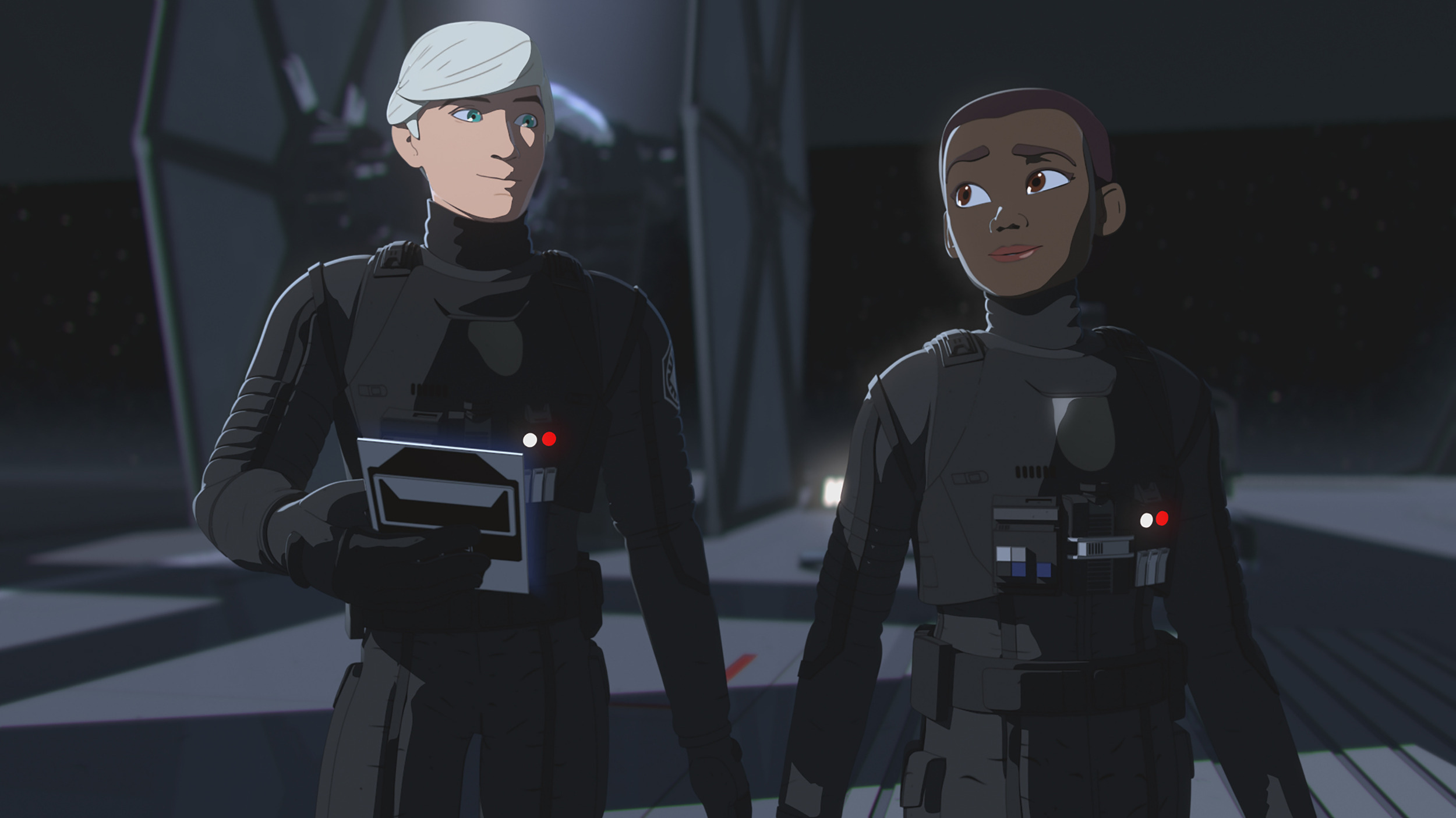 Tam and Rucklin as First Order TIE fighter pilots